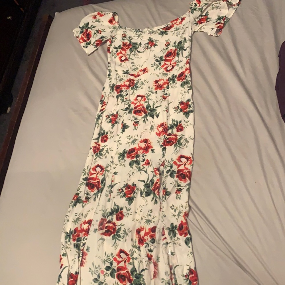 Long white floral dress